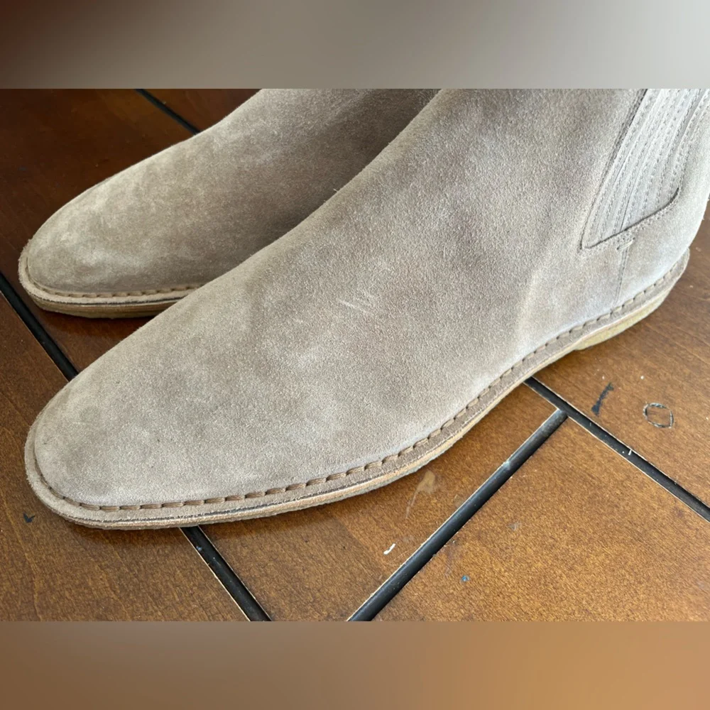 Sz 12 Saint Laurent Beige Suede Leather Chelsea Boots - Picture 8 of 10